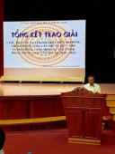 Đồng chí: PCT.UBND thị xã Phạm Thụy Luân –  Trưởng BTC Cuộc thi phát biểu tại Lễ tổng kết